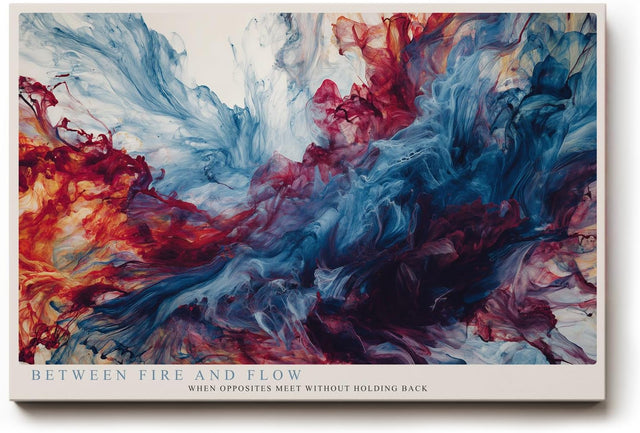 Paul Sinus Wandbild 120x80cm abstrakte Farbexplosion rot blau moderne Kunst dynamische Farbwolken Wanddekoration fuer Wohnzimmer Büro
