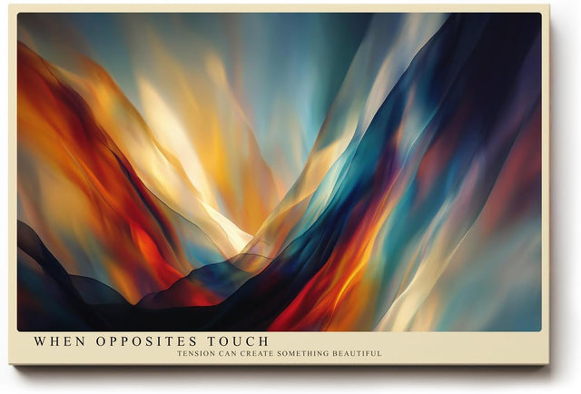 Paul Sinus Wandbild 120x80cm abstrakte Farblandschaft mit Licht und Bewegung moderne Kunst in Blau Orange und Gold dynamisches Kunstbild für Wohnzimmer Büro