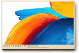 Paul Sinus Wandbild 120x80cm abstrakte Farbmalerei moderne Pinselstriche in blau orange gelb dynamisches Kunstposter kreative Wanddekoration fuer Wohnzimmer Büro Atelier