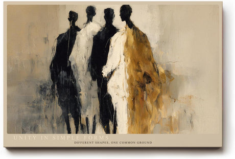 Paul Sinus Wandbild 120x80cm abstrakte Figuren modern beige schwarz gold Kunst Kunstdruck grosses Kunstbild stilvolle Wanddekoration fuer Wohnzimmer Büro Flur