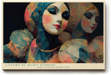 Paul Sinus Wandbild 120x80cm abstrakte Frauenportraets moderne Kunstfigur farbenreiche Illustration stilvolle Wanddekoration fuer Wohnzimmer Atelier Büro