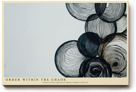 Paul Sinus Wandbild 120x80cm abstrakte Kreise Linien Kunst modern minimalistische Grafik Wanddekoration schwarz beige fuer Wohnzimmer Büro