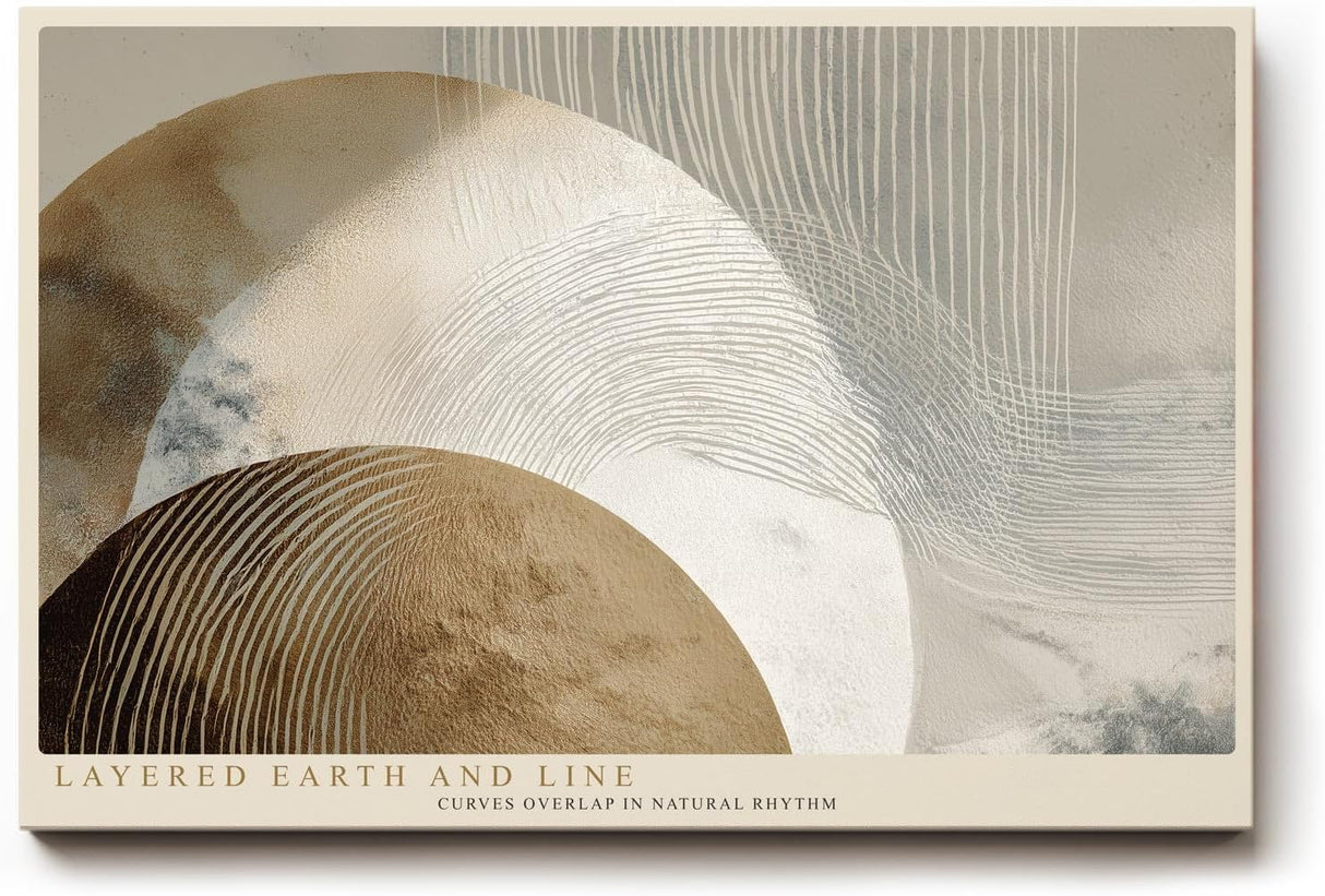 Paul Sinus Wandbild 120x80cm abstrakte Kreise modern beige braun Linienkunst Kunstdruck grosses Kunstbild stilvolle Wanddekoration fuer Wohnzimmer Büro Flur