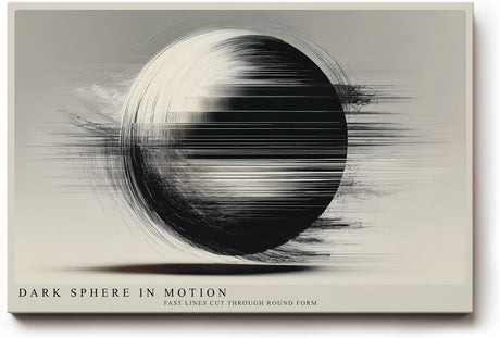 Paul Sinus Wandbild 120x80cm abstrakte Kugel Bewegung moderne minimalistische Kunst schwarz weiss grafische Linien Kunstdruck stilvolle Wanddekoration fuer Wohnzimmer Büro Flur
