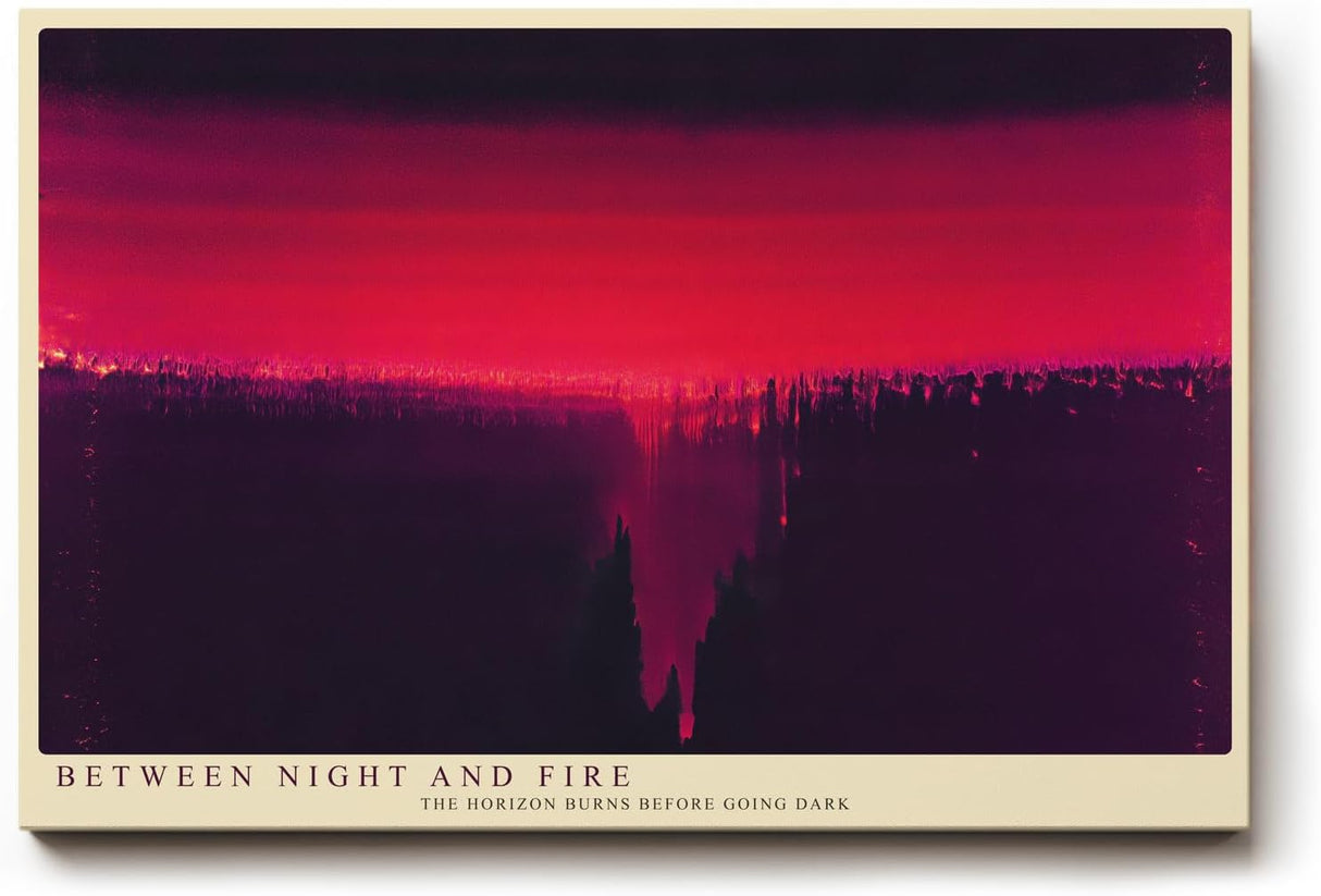 Paul Sinus Wandbild 120x80cm abstrakte Landschaft Sonnenuntergang rot violett moderne Kunst dramatische Wanddekoration fuer Wohnzimmer Büro