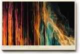 Paul Sinus Wandbild 120x80cm abstrakte Lichtlinien modern orange blau dynamische Energie Kunst grosses abstraktes Kunstbild stilvolle Wanddekoration fuer Wohnzimmer Büro