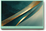 Paul Sinus Wandbild 120x80cm abstrakte Linienkunst gold tuerkis moderne Design Kunst grosses Kunstbild stilvolle Wanddekoration fuer Wohnzimmer Büro