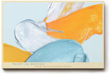 Paul Sinus Wandbild 120x80cm abstrakte Malerei mit Pinselstruktur blau weiß orange moderne Farbkunst dynamisches Kunstbild für Wohnzimmer Büro Atelier