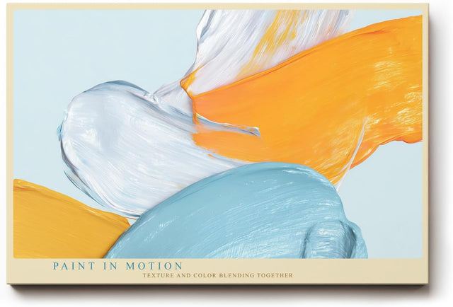 Paul Sinus Wandbild 120x80cm abstrakte Malerei mit Pinselstruktur blau weiß orange moderne Farbkunst dynamisches Kunstbild für Wohnzimmer Büro Atelier
