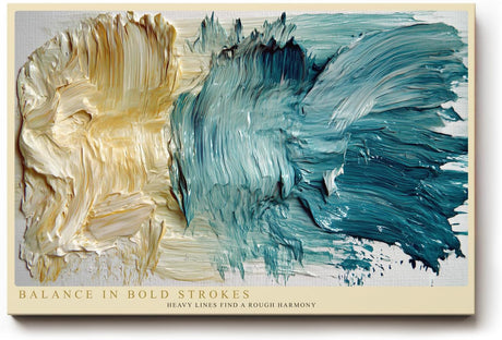 Paul Sinus Wandbild 120x80cm abstrakte Malerei modern blau beige Struktur Kunst Kunstdruck grosses Kunstbild moderne Wanddekoration fuer Wohnzimmer Büro Flur
