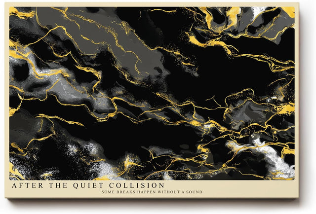 Paul Sinus Wandbild 120x80cm abstrakte Marmor Kunst schwarz gold moderne Strukturkunst elegantes Kunstposter luxuriöse Flur
