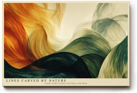 Paul Sinus Wandbild 120x80cm abstrakte Naturformen gruene goldene Linien moderne Kunst Leinwand Wanddekoration elegantes abstraktes Landschaftsbild fuer Wohnzimmer Büro