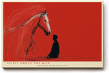 Paul Sinus Wandbild 120x80cm abstrakte Pferd und Mensch Illustration rotes modernes Kunstposter emotionale Linienkunst starke Wanddekoration fuer Wohnzimmer Büro Atelier