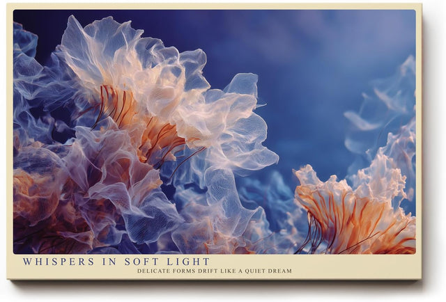 Paul Sinus Wandbild 120x80cm abstrakte Quallen Unterwasser Kunst blau orange moderne Naturfotografie Kunstdruck grosses Wandbild 120x80cm ruhige Wanddekoration fuer Wohnzimmer Büro