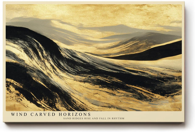 Paul Sinus Wandbild 120x80cm abstrakte Sandduenen gold schwarz moderne Landschaftskunst Kunstdruck grosses Wandbild 120x80cm elegante Natur Wanddekoration fuer Wohnzimmer Büro