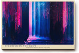 Paul Sinus Wandbild 120x80cm abstrakte Säule im Neonlicht moderne Architektur Kunst in Blau Pink und Violett stilvolles Kunstbild für Wohnzimmer Büro Atelier