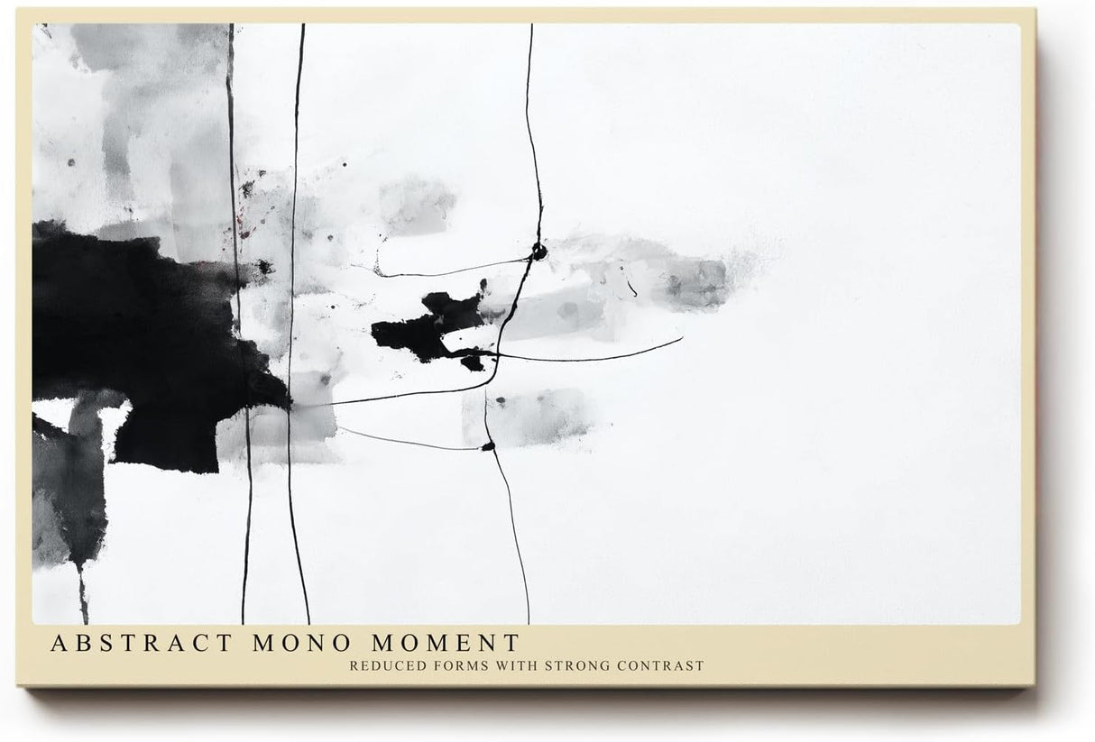 Paul Sinus Wandbild 120x80cm abstrakte Schwarz Weiss Kunst minimalistische Tusche Linien moderne Monochrom Malerei stilvolles Kunstbild für Wohnzimmer Büro Flur