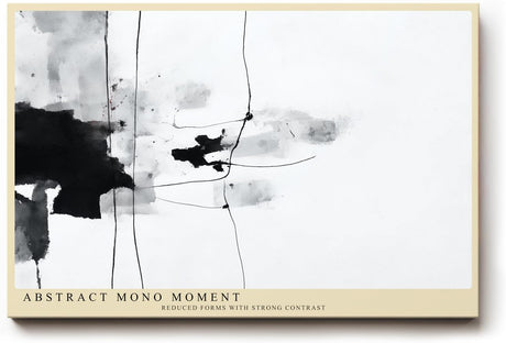 Paul Sinus Wandbild 120x80cm abstrakte Schwarz Weiss Kunst minimalistische Tusche Linien moderne Monochrom Malerei stilvolles Kunstbild für Wohnzimmer Büro Flur