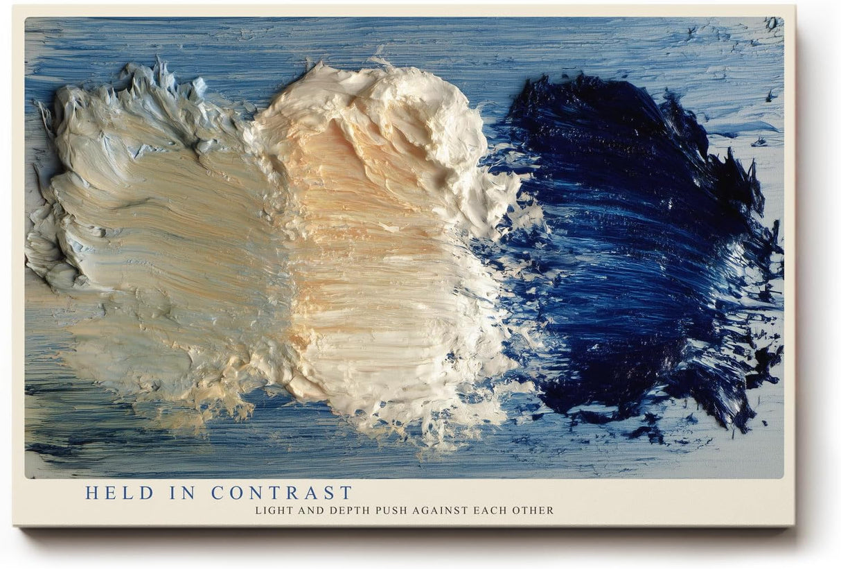 Paul Sinus Wandbild 120x80cm abstrakte Strukturmalerei blau weiss moderne Kunst Kontrastdesign Wanddekoration fuer Wohnzimmer Büro