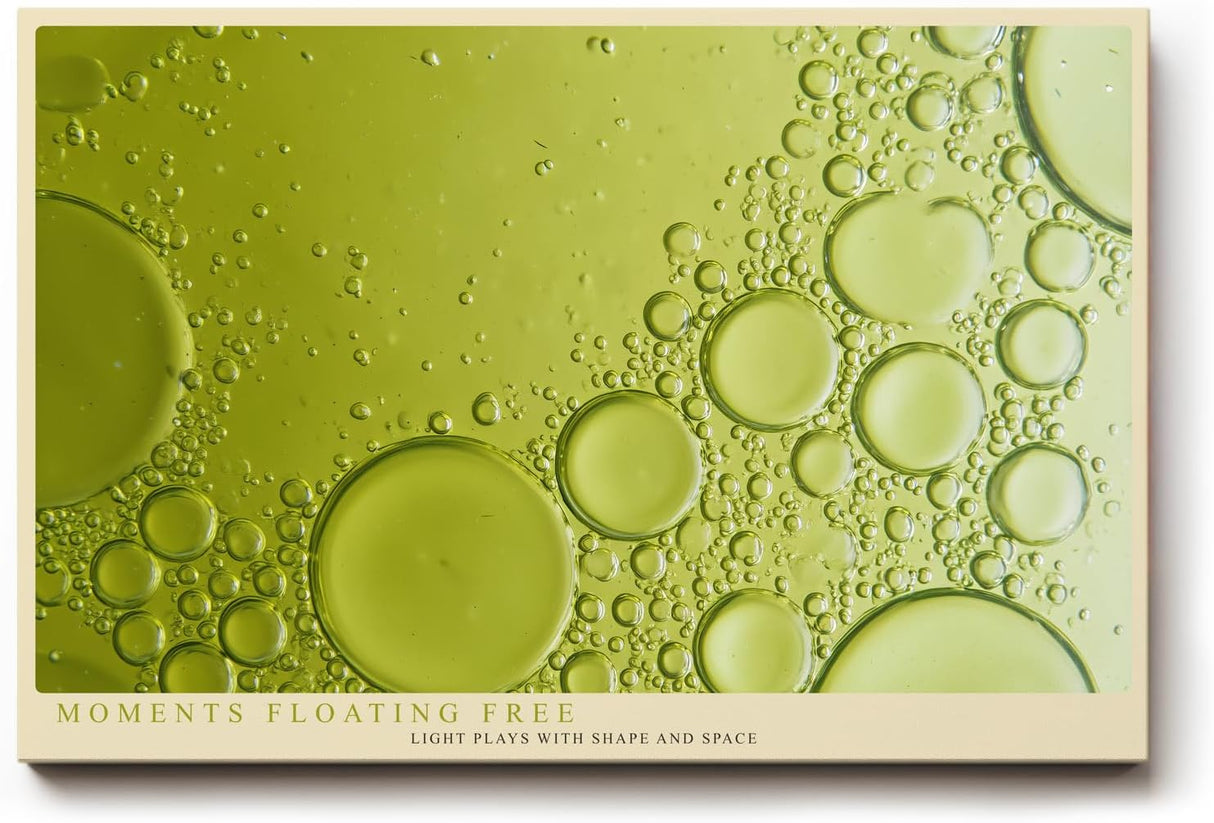 Paul Sinus Wandbild 120x80cm abstrakte Wasserblasen gruen Makrofotografie moderne Fluid Struktur Kunstbild stilvolle Wanddekoration fuer Wohnzimmer Büro