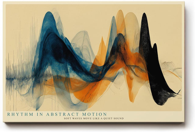 Paul Sinus Wandbild 120x80cm abstrakte Wellenformen modern blau orange dynamische Kunst Kunstdruck grosses Kunstbild moderne Wanddekoration fuer Wohnzimmer Büro