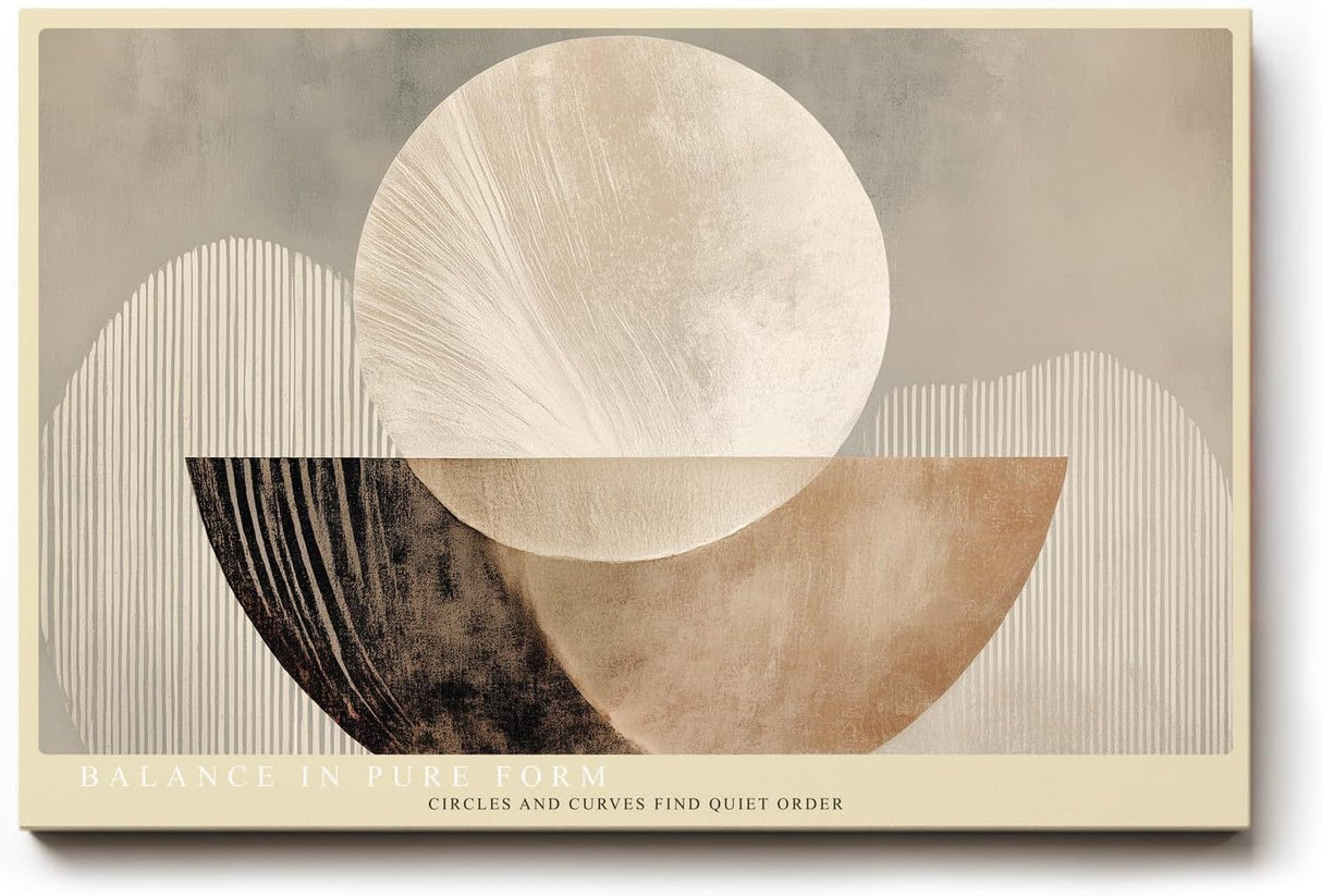 Paul Sinus Wandbild 120x80cm abstrakte geometrische Formen modern beige braun minimalistische Kunst Kunstdruck grosses Kunstbild stilvolle Wanddekoration fuer Wohnzimmer Büro Flur