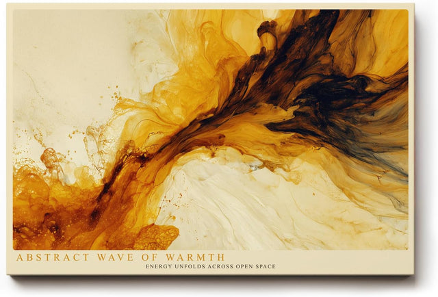 Paul Sinus Wandbild 120x80cm abstrakte goldene Welle modern beige braun Kunst Kunstdruck grosses Kunstbild elegante Wanddekoration fuer Wohnzimmer Büro