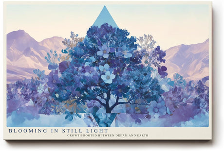 Paul Sinus Wandbild 120x80cm abstrakter Baum mit Blumen moderne Naturkunst in Blau und Pastell stilvolle Wanddekoration fuer Wohnzimmer Flur