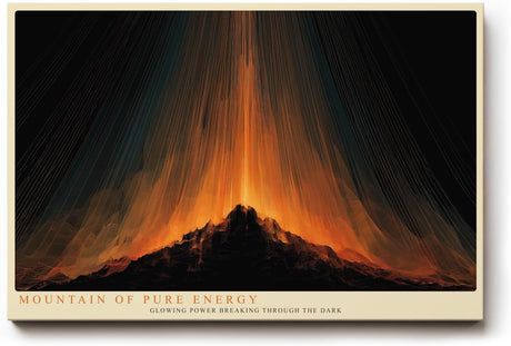 Paul Sinus Wandbild 120x80cm abstrakter Berg mit Lichtstrahlen moderne Energie Kunst in orange und schwarz dynamisches Kunstbild für Wohnzimmer Büro Atelier