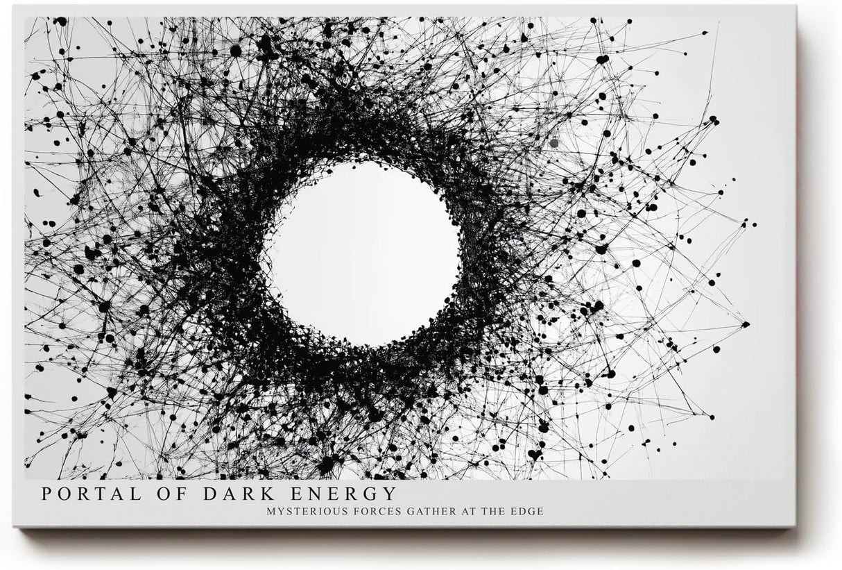 Paul Sinus Wandbild 120x80cm abstrakter Energie Kreis schwarze Linienstruktur modernes Grafikdesign minimalistische Wanddekoration fuer Wohnzimmer Büro