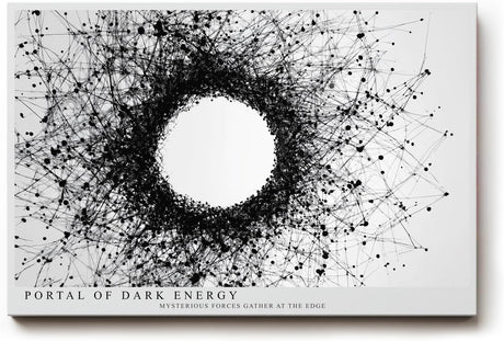 Paul Sinus Wandbild 120x80cm abstrakter Energie Kreis schwarze Linienstruktur modernes Grafikdesign minimalistische Wanddekoration fuer Wohnzimmer Büro