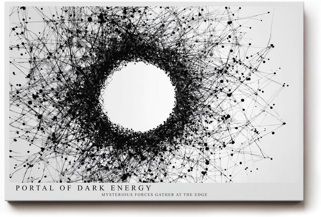 Paul Sinus Wandbild 120x80cm abstrakter Energie Kreis schwarze Linienstruktur modernes Grafikdesign minimalistische Wanddekoration fuer Wohnzimmer Büro