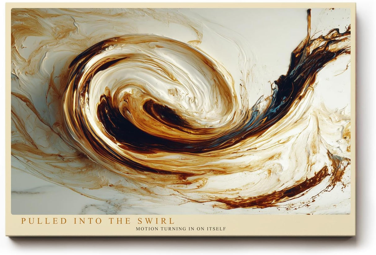 Paul Sinus Wandbild 120x80cm abstrakter Farbwirbel modern beige braun dynamische Kunst grosses Kunstbild stilvolle Wanddekoration fuer Wohnzimmer Büro