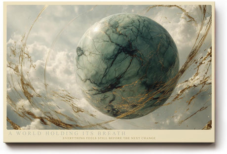 Paul Sinus Wandbild 120x80cm abstrakter Planet im Himmel moderne kosmische Kunst in Grau Gruen und Gold stilvolle Wanddekoration fuer Wohnzimmer Büro
