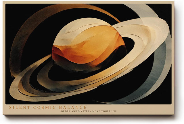 Paul Sinus Wandbild 120x80cm abstrakter Planet moderne Weltraum Kunst gold schwarz kosmische Formen Kunstdruck elegante