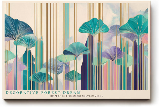 Paul Sinus Wandbild 120x80cm abstrakter Wald modern bunt dekorative Blaetter Kunst Kunstdruck grosses Kunstbild stilvolle Wanddekoration fuer Wohnzimmer Büro