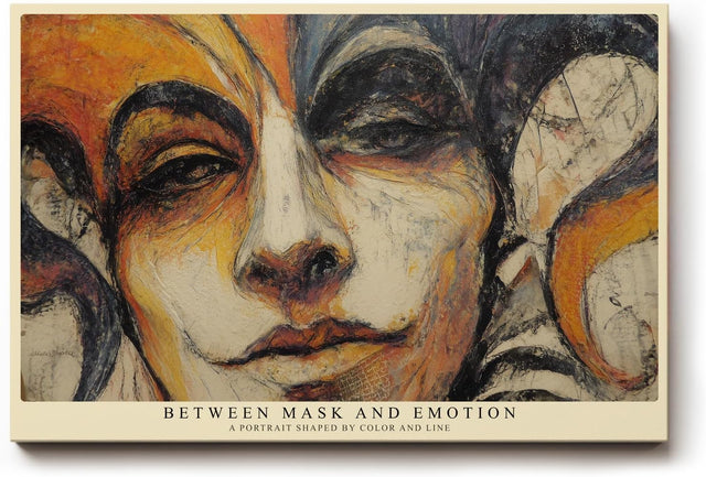Paul Sinus Wandbild 120x80cm abstraktes Frauenportrait modern maskenstil Kunst Kunstdruck grosses Wandbild 120x80cm elegante Wanddekoration fuer Wohnzimmer Büro
