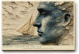 Paul Sinus Wandbild 120x80cm abstraktes Gesicht Meer Segelboot moderne Kunst blau beige Kunstdruck grosses Kunstbild atmosphaerische Wanddekoration fuer Wohnzimmer Büro