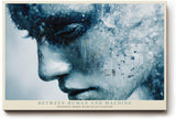 Paul Sinus Wandbild 120x80cm abstraktes Gesicht Technologie Kunst futuristisches Portraet blau digitale Struktur moderne Wanddekoration fuer Wohnzimmer Büro