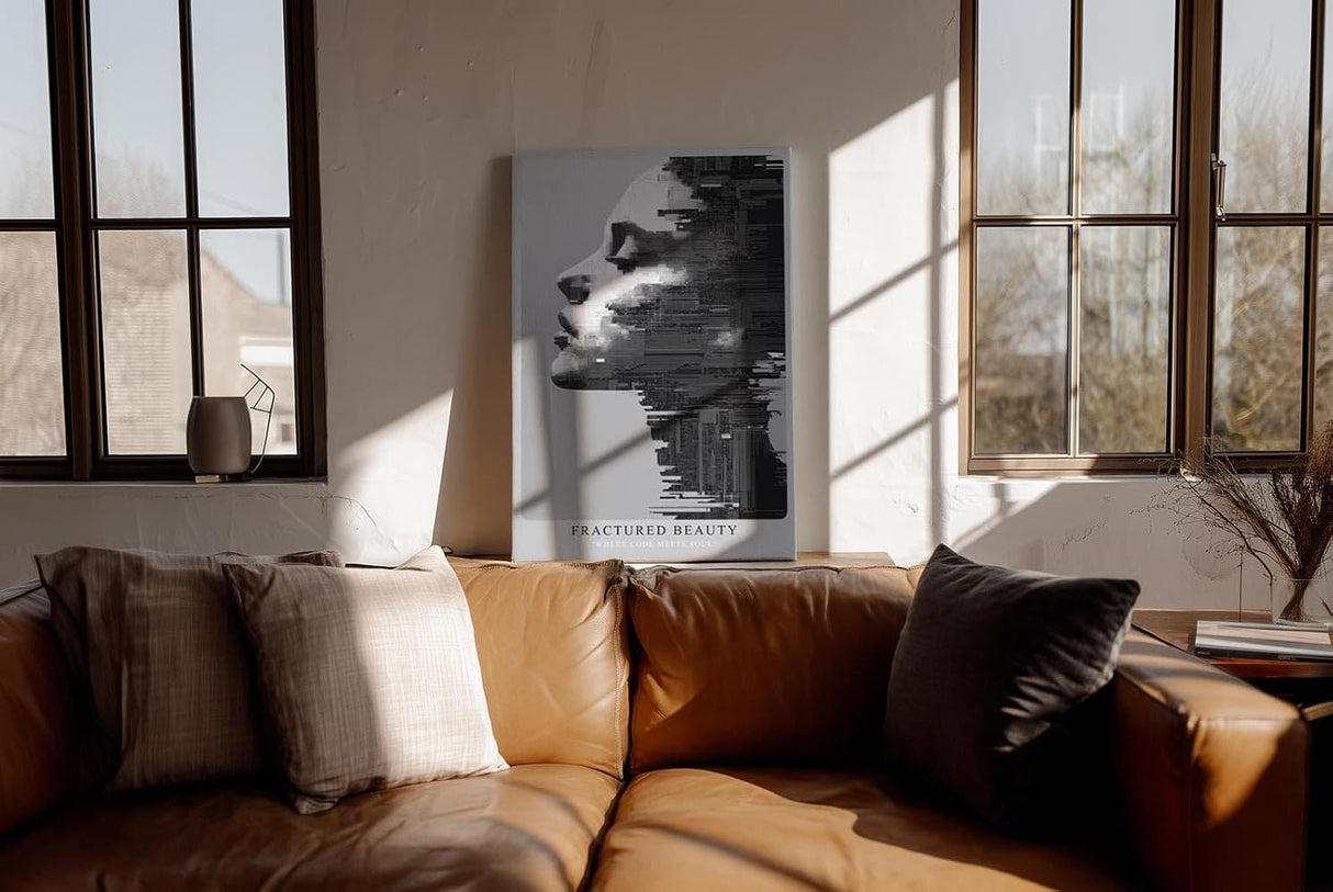 Paul Sinus Wandbild in 40x60cm abstraktes Porträt im digitalen Pixelund Linienstil – modernes Kunstmotiv in Schwarz-Weiß