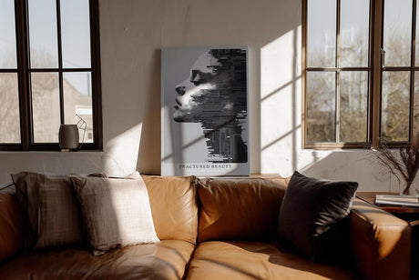 Paul Sinus Wandbild in 40x60cm abstraktes Porträt im digitalen Pixelund Linienstil – modernes Kunstmotiv in Schwarz-Weiß