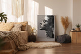 Paul Sinus Wandbild in 40x60cm abstraktes Porträt im digitalen Pixelund Linienstil – modernes Kunstmotiv in Schwarz-Weiß