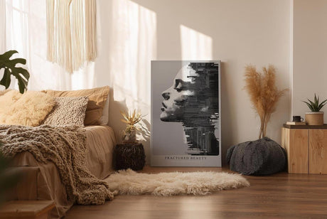 Paul Sinus Wandbild in 40x60cm abstraktes Porträt im digitalen Pixelund Linienstil – modernes Kunstmotiv in Schwarz-Weiß