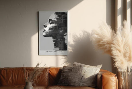 Paul Sinus Wandbild in 40x60cm abstraktes Porträt im digitalen Pixelund Linienstil – modernes Kunstmotiv in Schwarz-Weiß