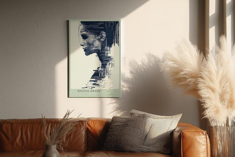 Paul Sinus Wandbild in 40x60cm abstraktes digitales Porträt – modernes Kunstmotiv zwischen Mensch und Technologie