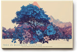 Paul Sinus Wandbild 120x80cm blühender Baum Landschaft Illustration in Blau mit Blumen moderne Naturkunst stilvolles Kunstbild für Wohnzimmer Büro