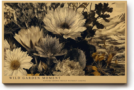 Paul Sinus Wandbild 120x80cm botanischer Garten Blumen Stillleben sepia Naturkunst Leinwand Wanddekoration elegantes Vintage Blumenbild fuer Wohnzimmer Büro