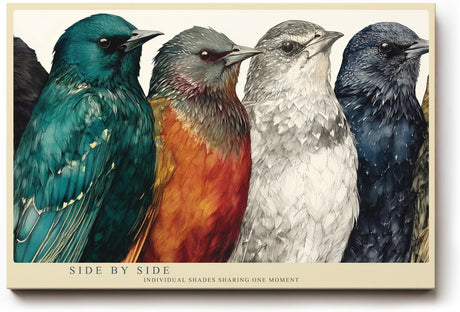 Paul Sinus Wandbild 120x80cm bunte Voegel Reihe Tierillustration moderne Vogelkunst farbenfrohe Wanddekoration fuer Wohnzimmer Büro