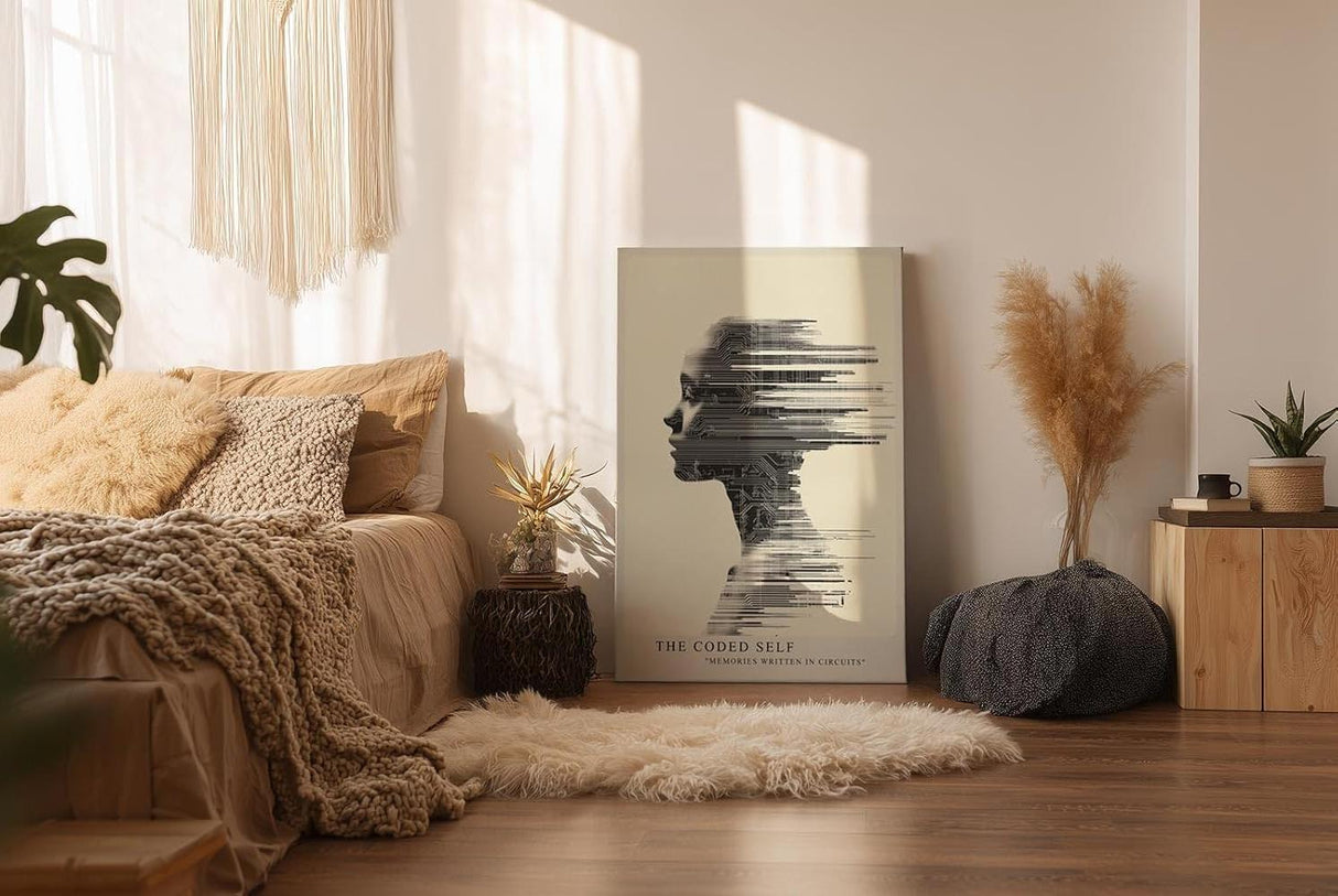 Paul Sinus Wandbild in 40x60cm digitales Profilporträt – modernes Kunstmotiv in Linienund Schaltkreisoptik