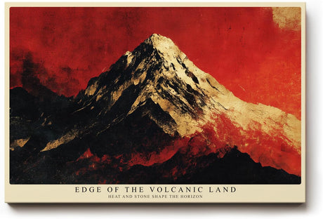 Paul Sinus Wandbild 120x80cm dramatische Berglandschaft rot schwarz modern Vulkan Himmel Kunstdruck grosses Wandbild 120x80cm kraftvolle Natur Wanddekoration fuer Wohnzimmer Büro
